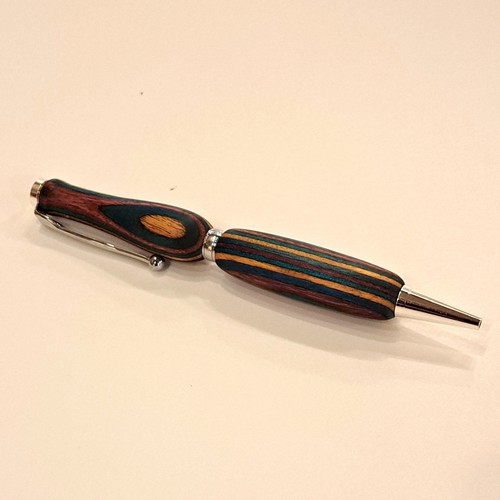 Click to view detail for CR-008 Pen - Dyed/Layered Wood/Silver $45
